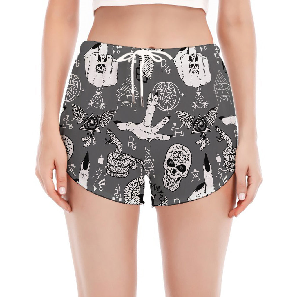 Gothic Wicca Curse Print Women's Split Running Shorts