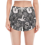 Gothic Wicca Curse Print Women's Split Running Shorts