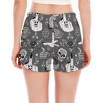 Gothic Wicca Curse Print Women's Split Running Shorts