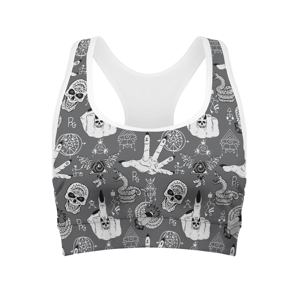 Gothic Wicca Curse Print Women's Sports Bra