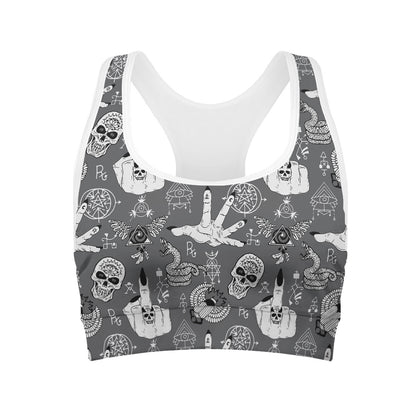 Gothic Wicca Curse Print Women's Sports Bra