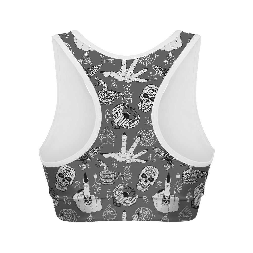Gothic Wicca Curse Print Women's Sports Bra