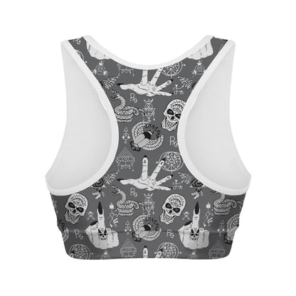 Gothic Wicca Curse Print Women's Sports Bra