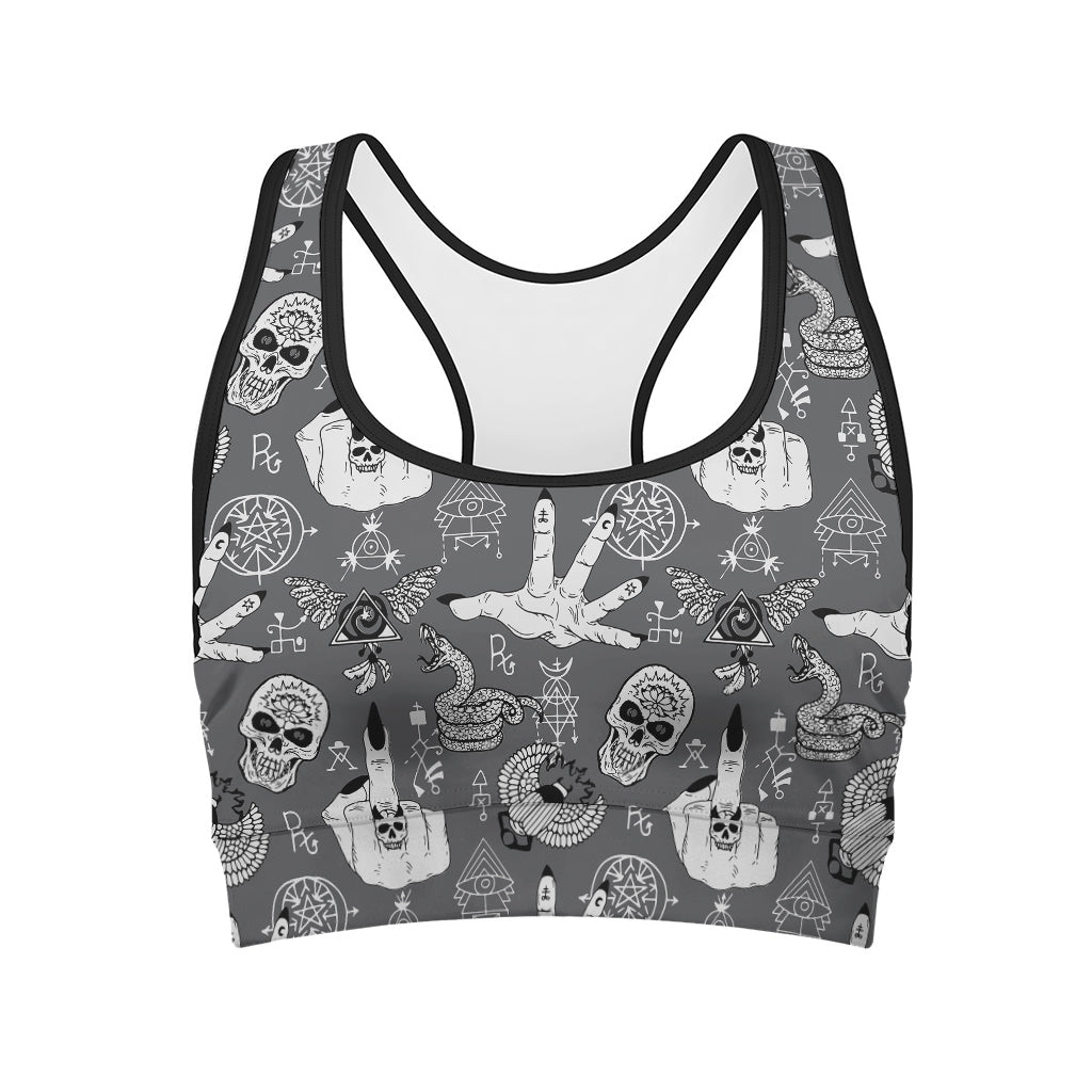 Gothic Wicca Curse Print Women's Sports Bra