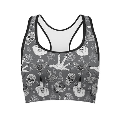 Gothic Wicca Curse Print Women's Sports Bra