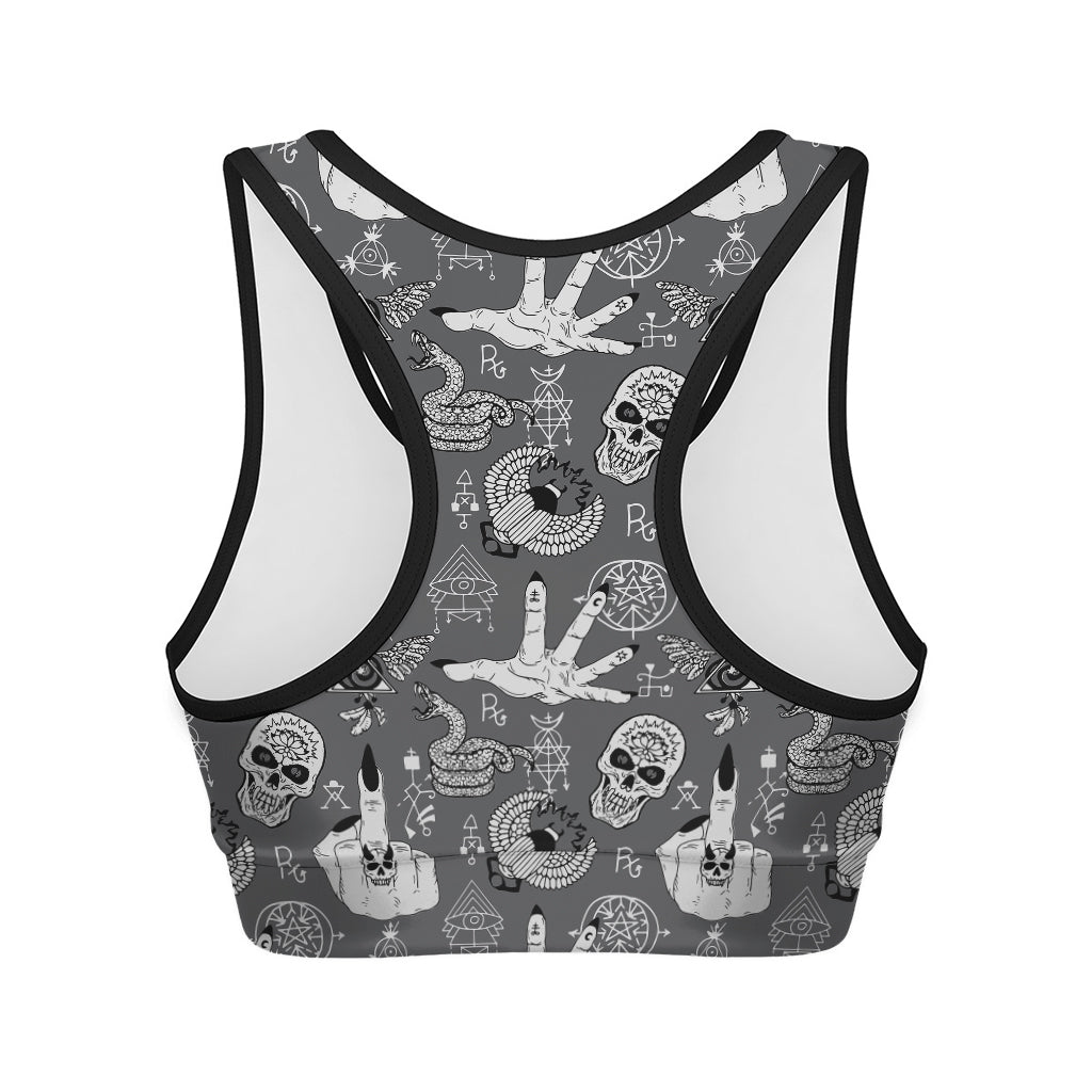 Gothic Wicca Curse Print Women's Sports Bra