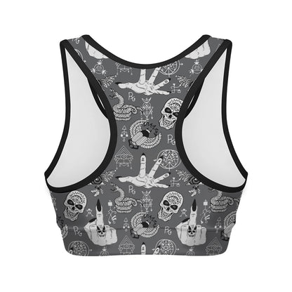 Gothic Wicca Curse Print Women's Sports Bra
