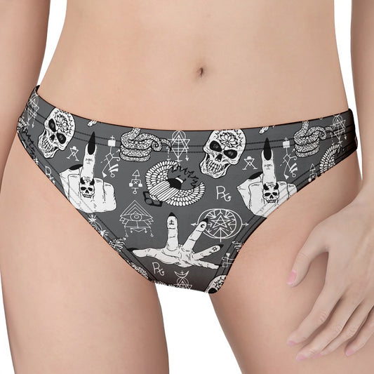 Gothic Wicca Curse Print Women's Thong