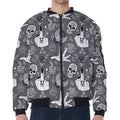 Gothic Wicca Curse Print Zip Sleeve Bomber Jacket