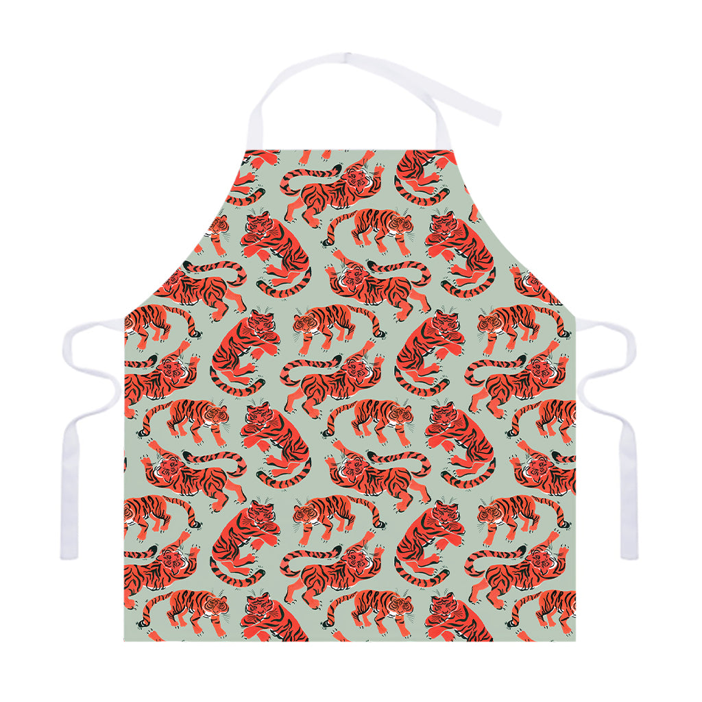 Gouache Tiger Pattern Print Adjustable Apron