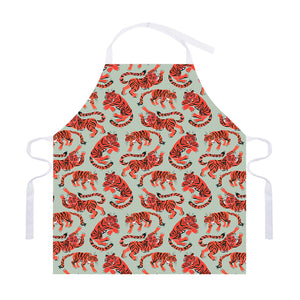 Gouache Tiger Pattern Print Adjustable Apron