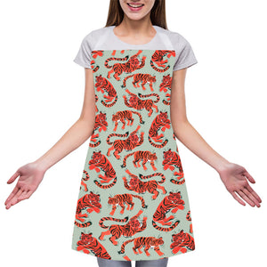 Gouache Tiger Pattern Print Adjustable Apron