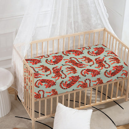Gouache Tiger Pattern Print Baby Crib Sheet