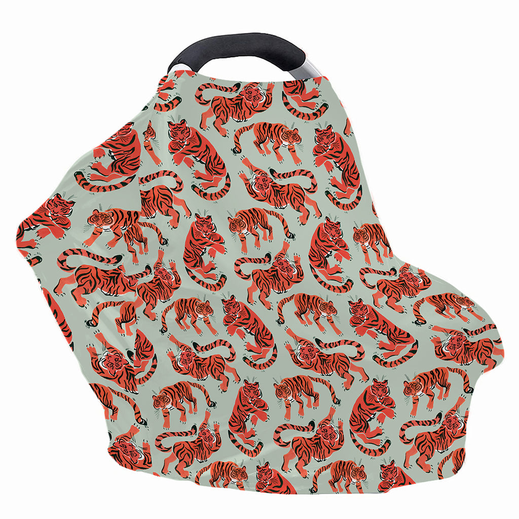 Gouache Tiger Pattern Print Baby Seat Cover