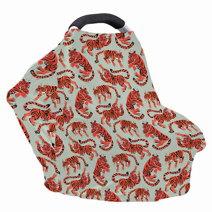 Gouache Tiger Pattern Print Baby Seat Cover