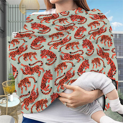 Gouache Tiger Pattern Print Baby Seat Cover
