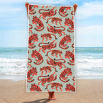Gouache Tiger Pattern Print Beach Towel