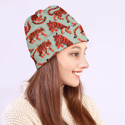Gouache Tiger Pattern Print Beanie