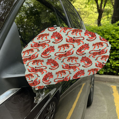 Gouache Tiger Pattern Print Car Side Mirror Covers