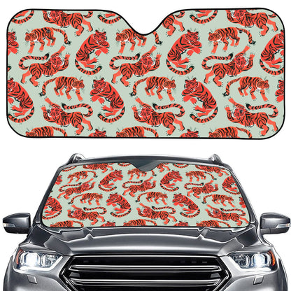 Gouache Tiger Pattern Print Car Windshield Sun Shade