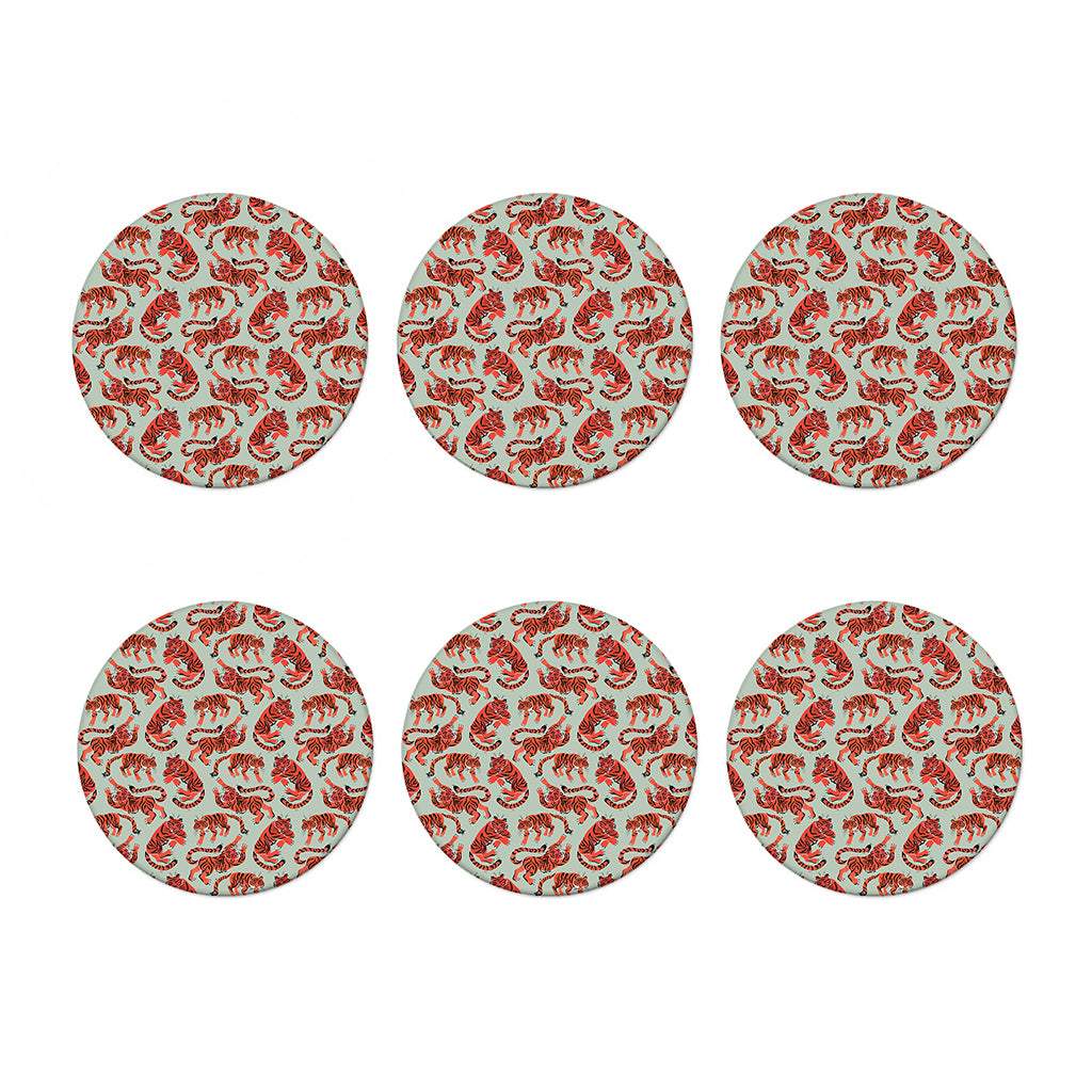 Gouache Tiger Pattern Print Coaster Set