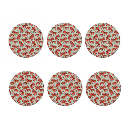 Gouache Tiger Pattern Print Coaster Set
