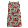 Gouache Tiger Pattern Print Cotton Front Slit Maxi Skirt