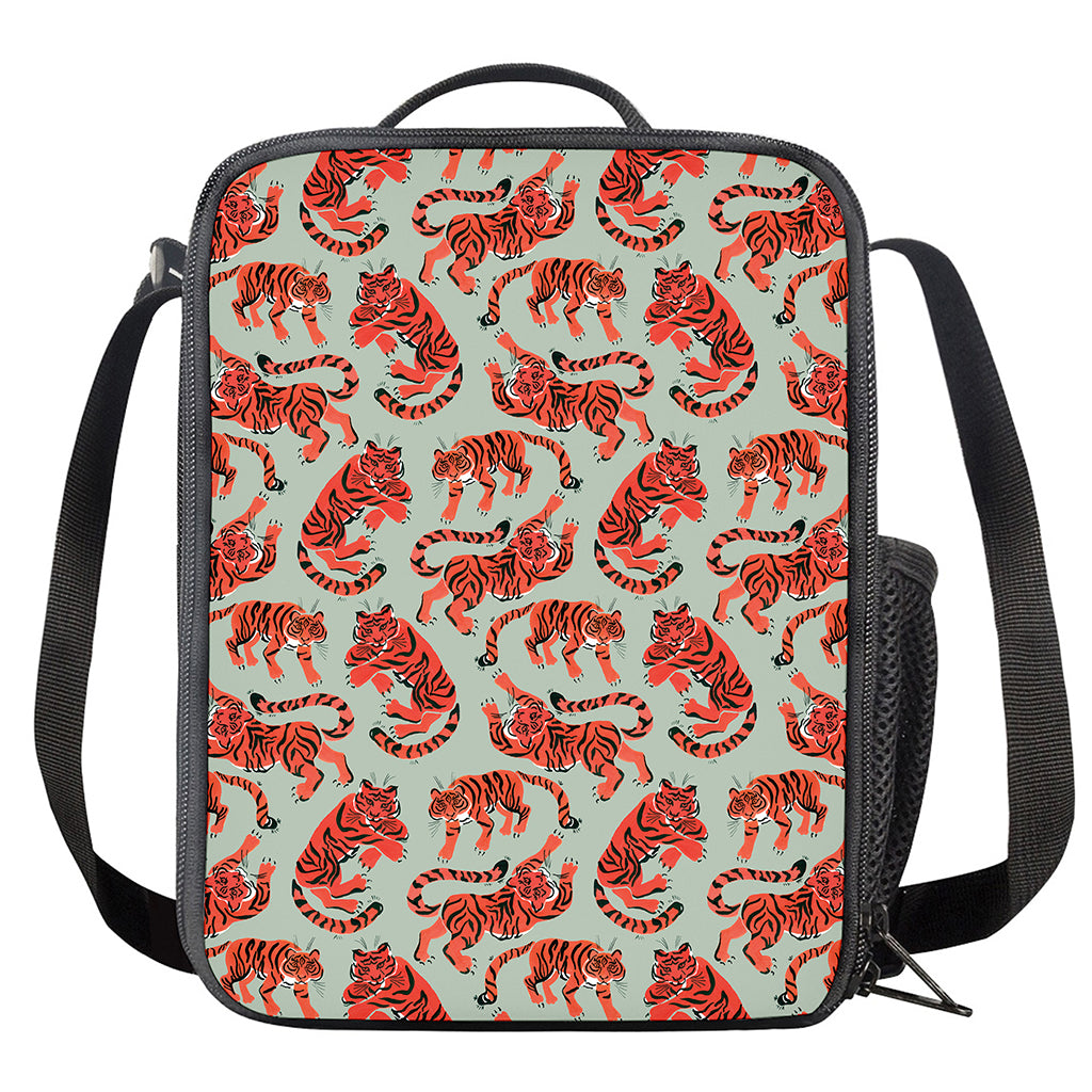 Gouache Tiger Pattern Print Crossbody Lunch Bag
