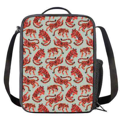 Gouache Tiger Pattern Print Crossbody Lunch Bag
