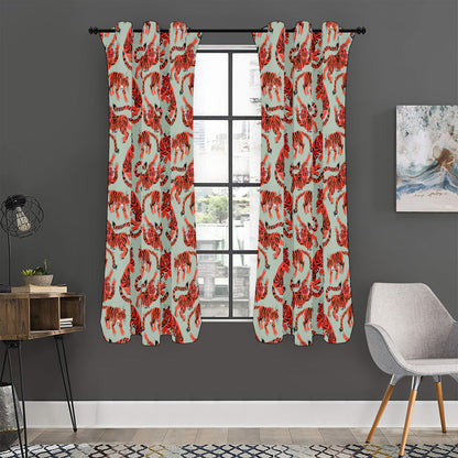 Gouache Tiger Pattern Print Curtain