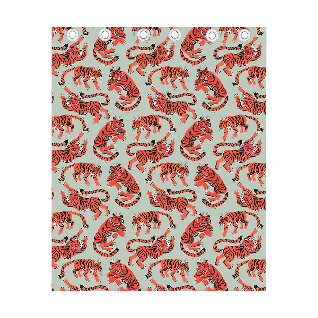 Gouache Tiger Pattern Print Curtain