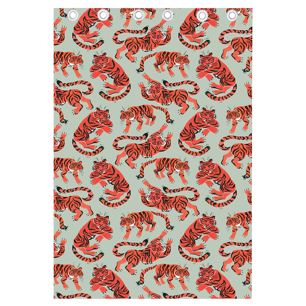 Gouache Tiger Pattern Print Curtain
