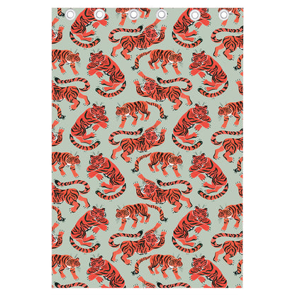Gouache Tiger Pattern Print Curtain