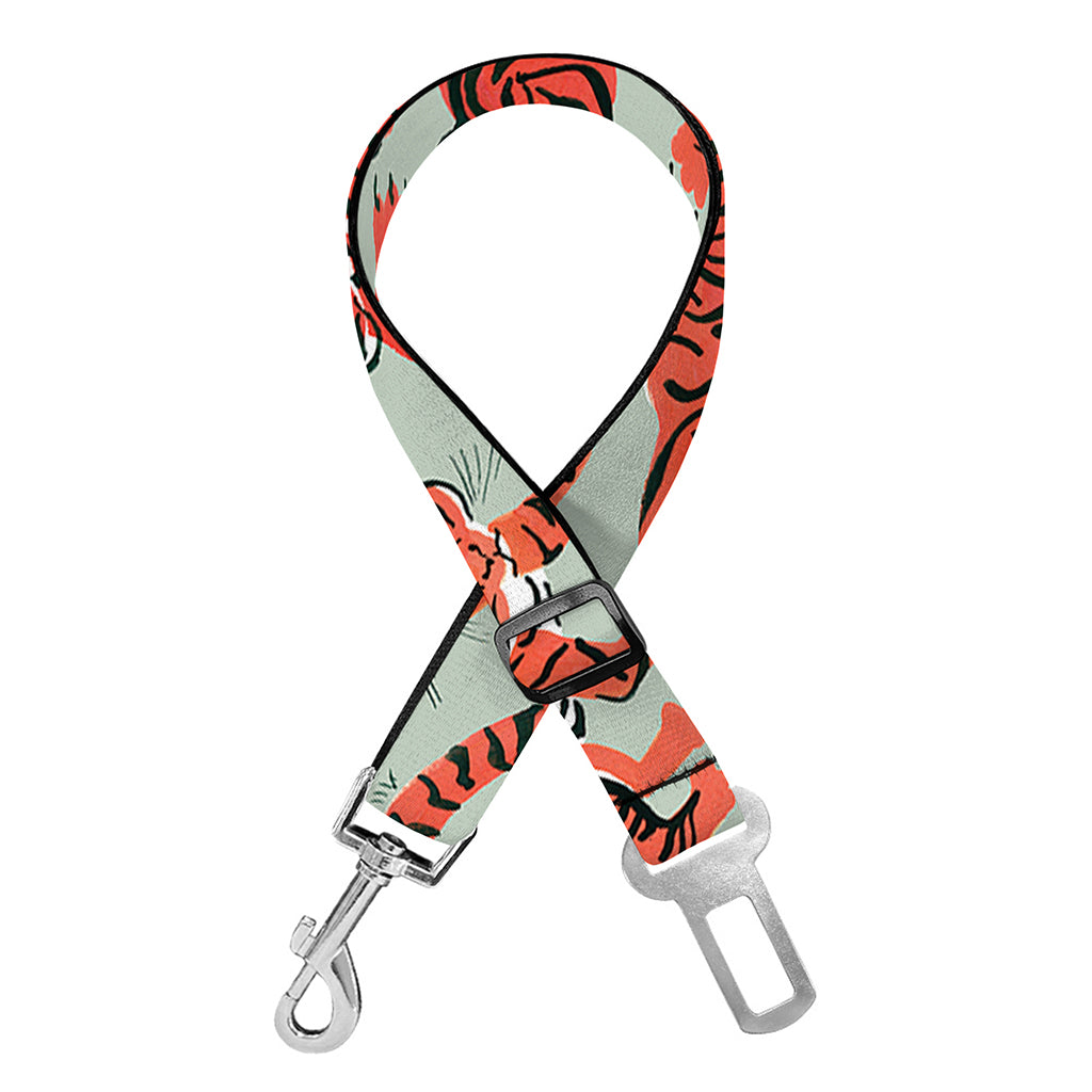 Gouache Tiger Pattern Print Dog Seat Belt