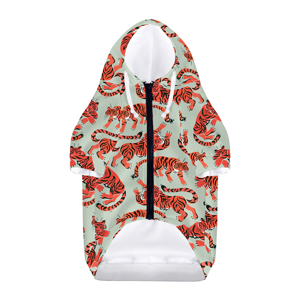 Gouache Tiger Pattern Print Dog Zip Up Hoodie