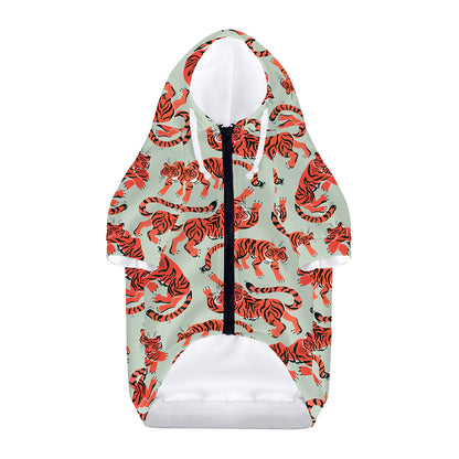 Gouache Tiger Pattern Print Dog Zip Up Hoodie