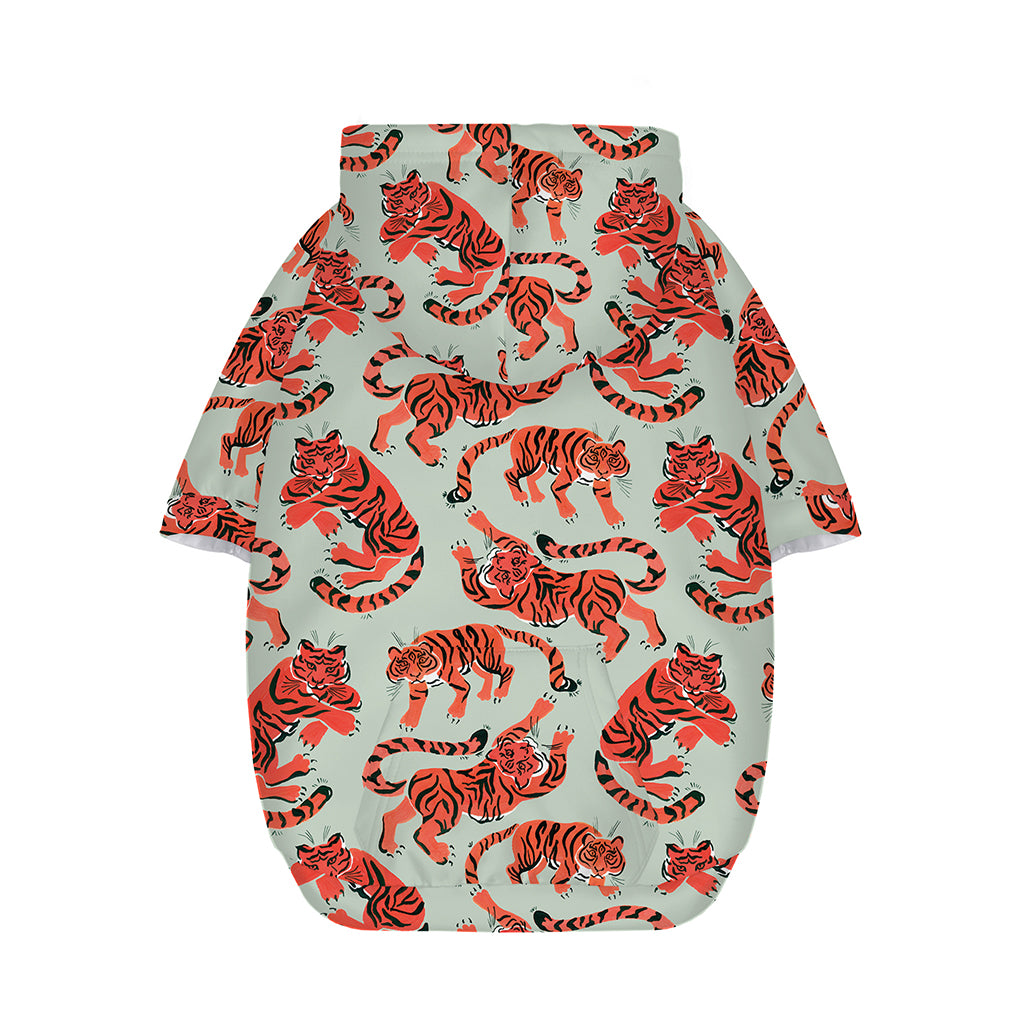 Gouache Tiger Pattern Print Dog Zip Up Hoodie