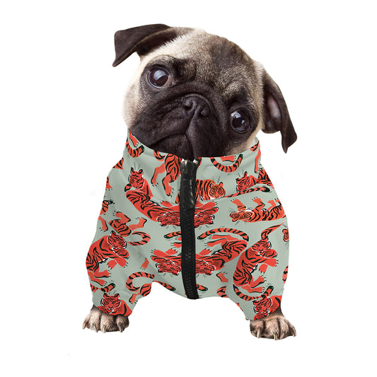Gouache Tiger Pattern Print Dog Zip Up Jacket
