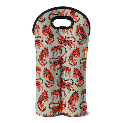 Gouache Tiger Pattern Print Double Neoprene Wine Tote