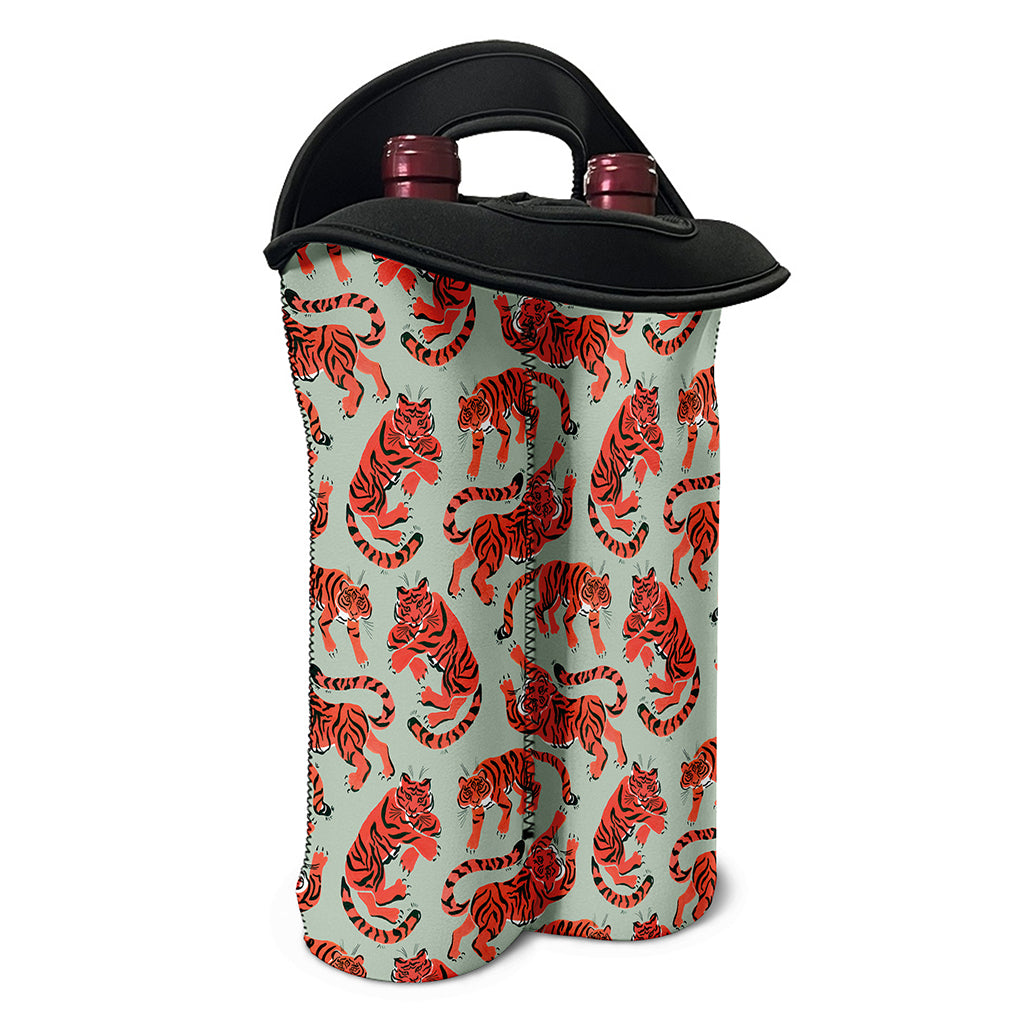 Gouache Tiger Pattern Print Double Neoprene Wine Tote