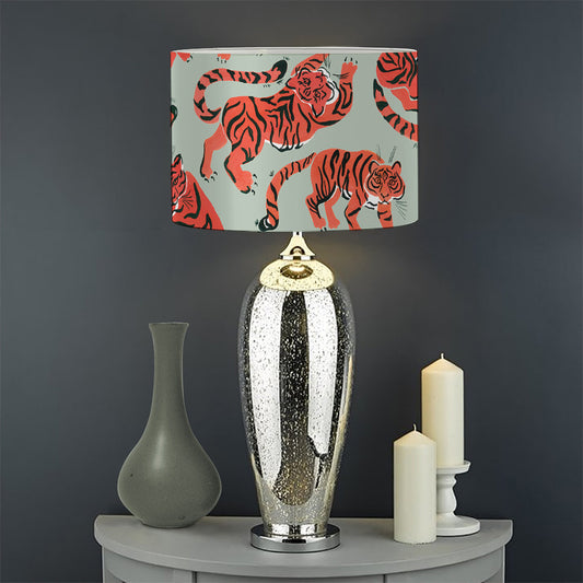 Gouache Tiger Pattern Print Drum Lamp Shade