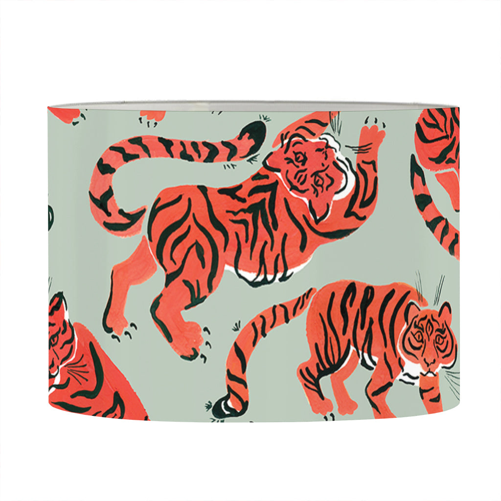 Gouache Tiger Pattern Print Drum Lamp Shade