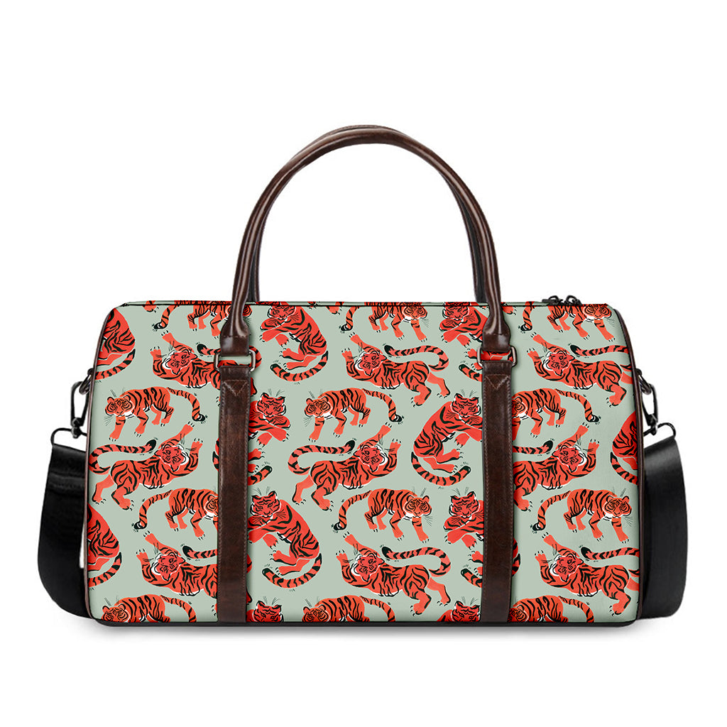 Gouache Tiger Pattern Print Duffle Bag