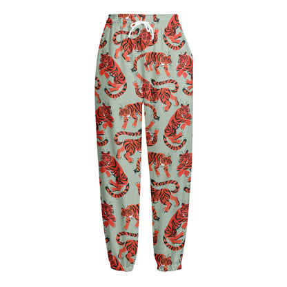 Gouache Tiger Pattern Print Fleece Lined Knit Pants