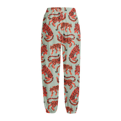 Gouache Tiger Pattern Print Fleece Lined Knit Pants