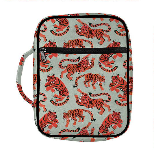 Gouache Tiger Pattern Print Front Pocket Bible Bag