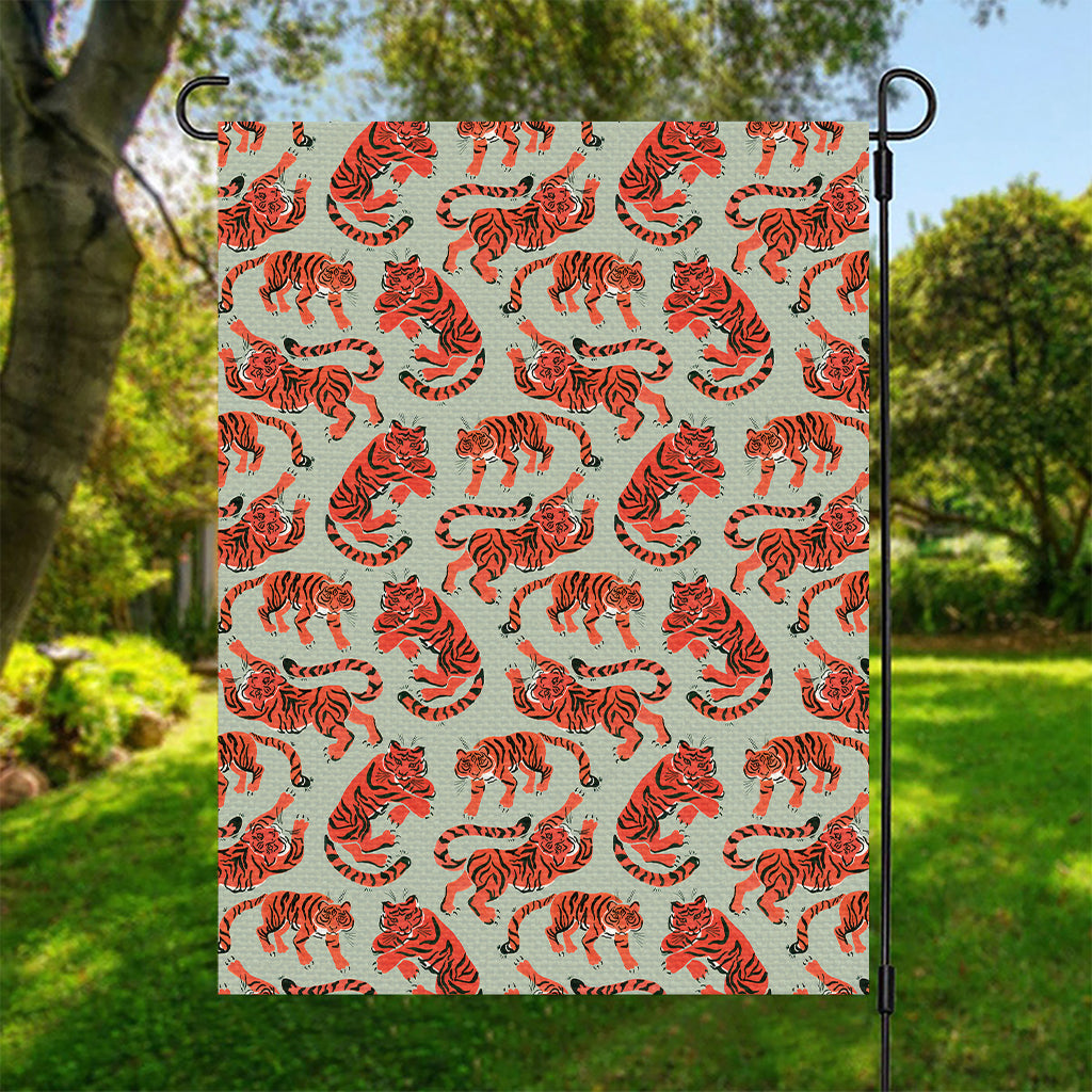 Gouache Tiger Pattern Print Garden Flag