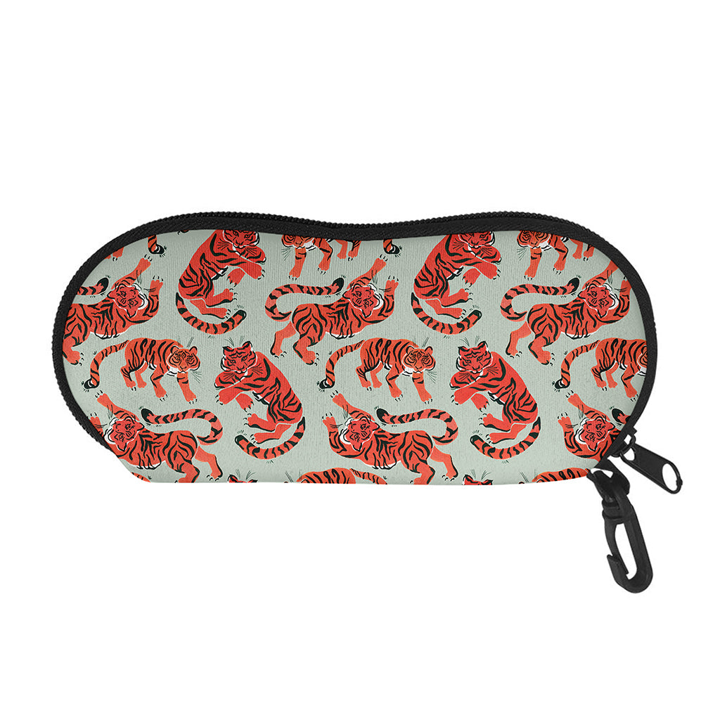 Gouache Tiger Pattern Print Glasses Case