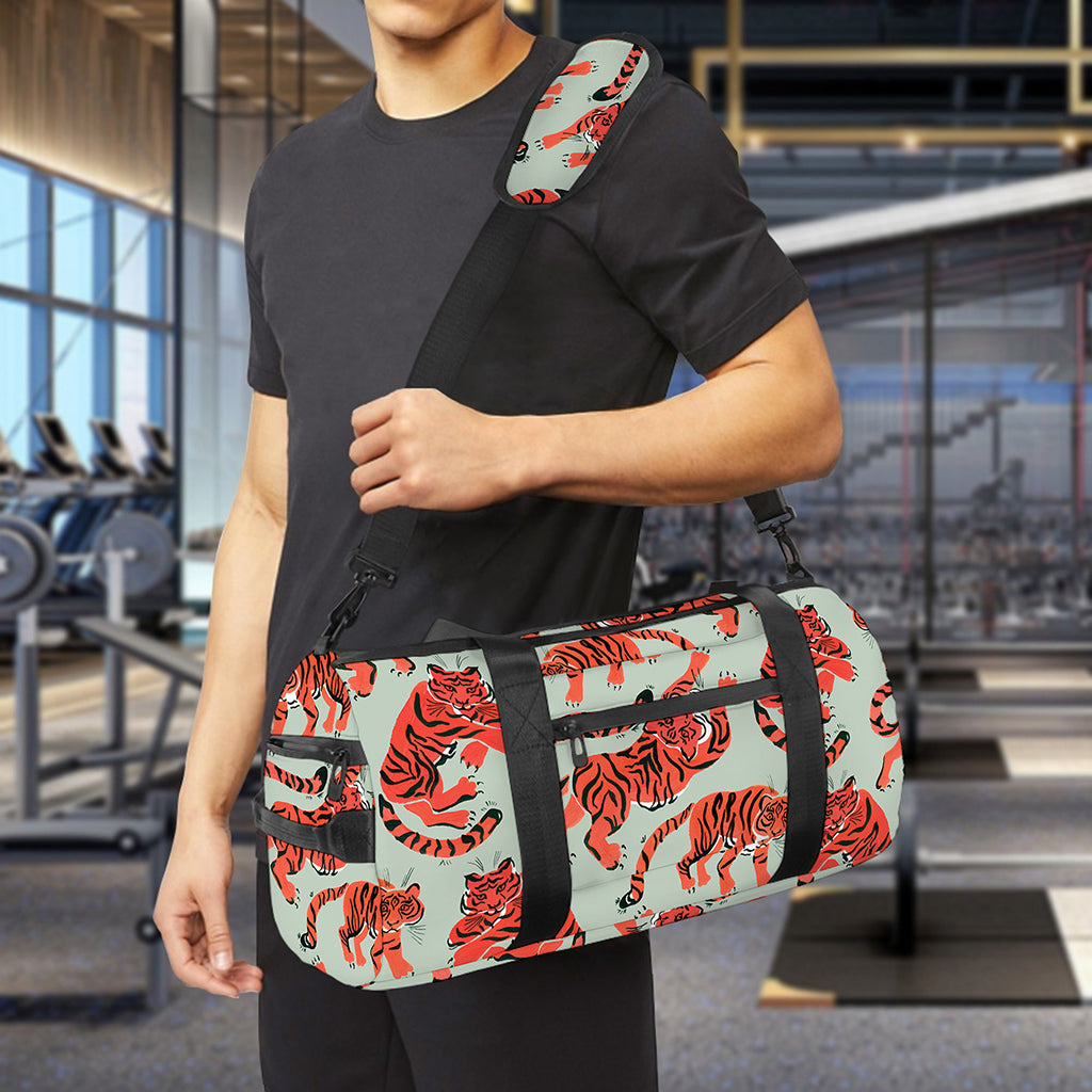 Gouache Tiger Pattern Print Gym Bag