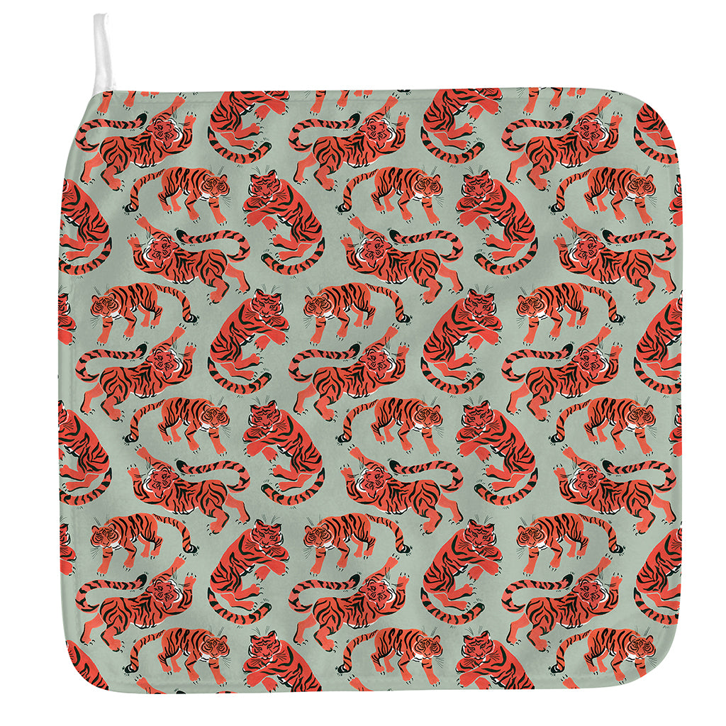 Gouache Tiger Pattern Print Hand Towel